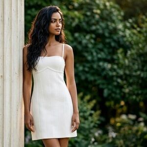 Herve Leger White Mini Bandage Dress